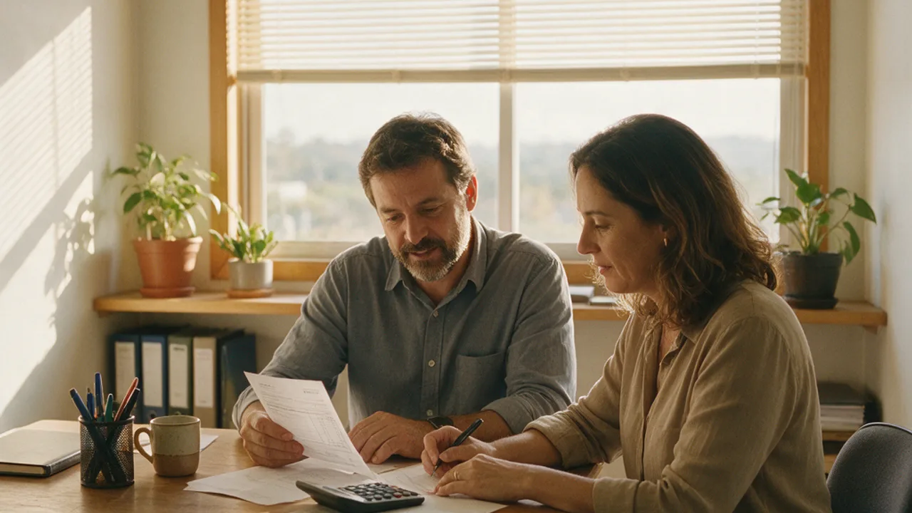 Dois sócios conferindo o recibo de pró-labore com a calculadora na mesa do escritório da empresa · o que é pró-labore e como calcular · Contabilidade Dalagnese Jaraguá do Sul Dois sócios conferindo o recibo de pró-labore com a calculadora na mesa do escritório da empresa · o que é pró-labore e como calcular · Contabilidade Dalagnese Jaraguá do Sul